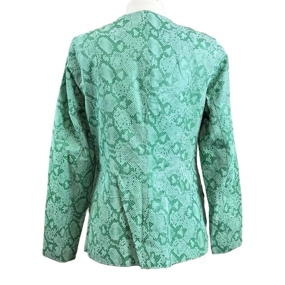 CHI by Falchi Genuine Leather Animal Snake Print Jacket Mint Green Size Small - Picture 2 of 8